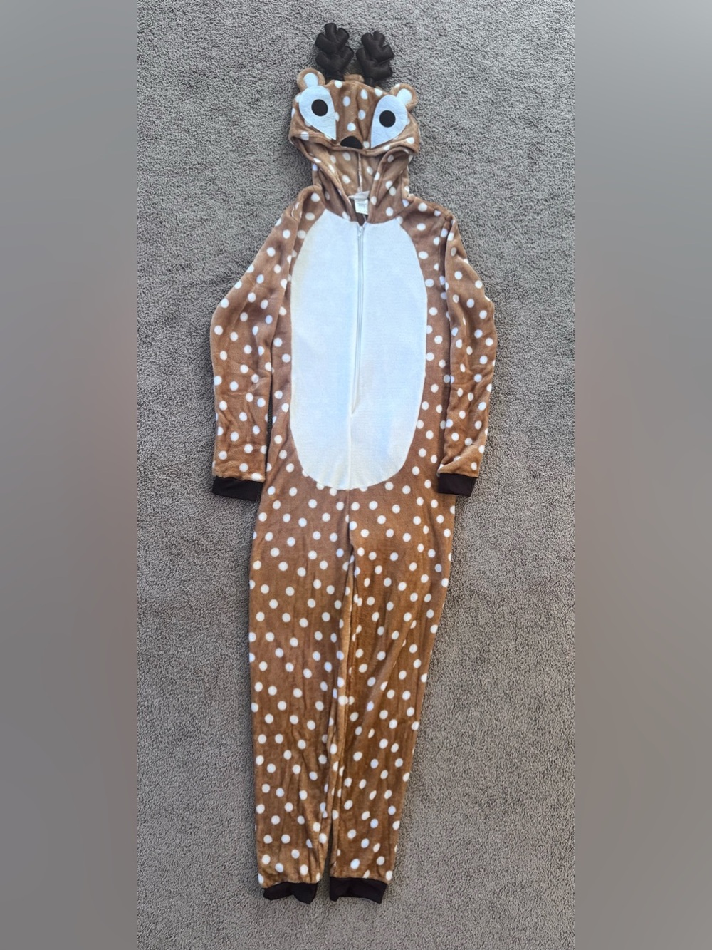 Spirit Brown and White Polka Dot Deer One-Piece Footie